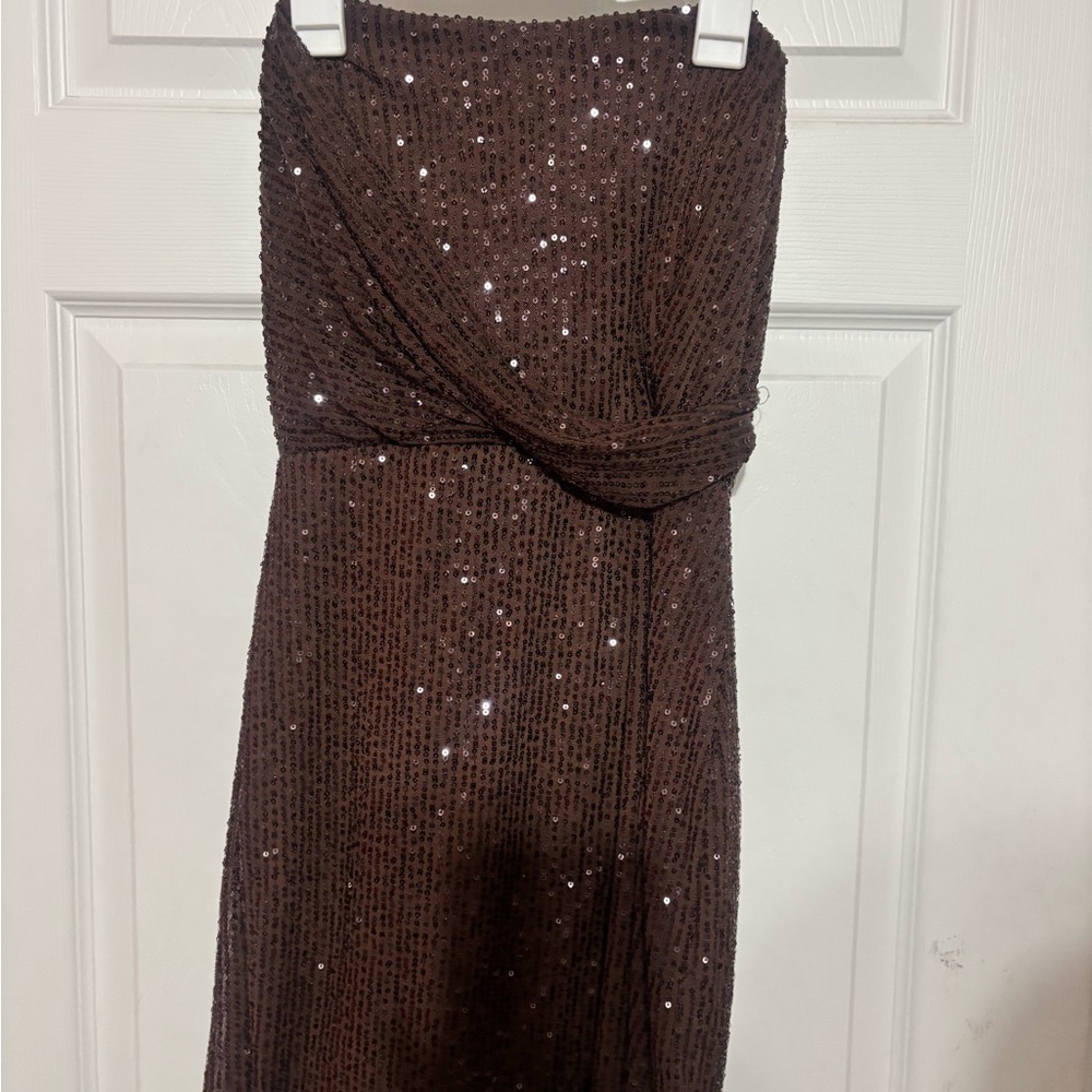 Windsor Strapless Chocolate Sequin Dress
